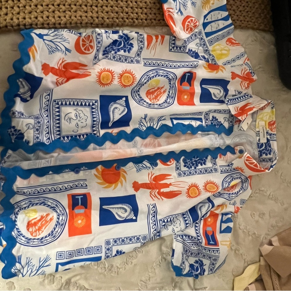 Commense Nautical Patterned Two Piece Set/Swim Cover Up